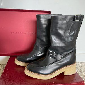 NEW-TAMARA MELLON, BLACK CALF HIGH BOOTS-SIZE 40 (US9)
